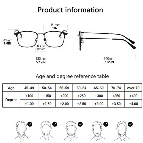 MEN'S PROGRESSIVE BIFOCAL MULTIFOCAL READING GLASSES