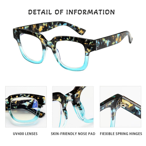 STYLISH LARGE FRAME PATTERN ANTI-BLUE LIGHT READING GLASSES