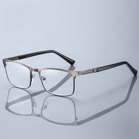 MEN'S HALF-FRAME SQUARE ANTI-BLUE LIGHT READING GLASSES