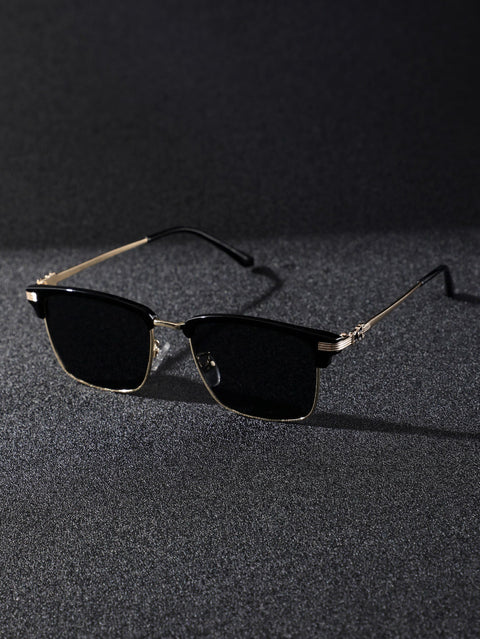 1pair Men Minimalist Sunglasses Beach Black Shades Make a Bold Statement With These Men's Punk Metal Glasses