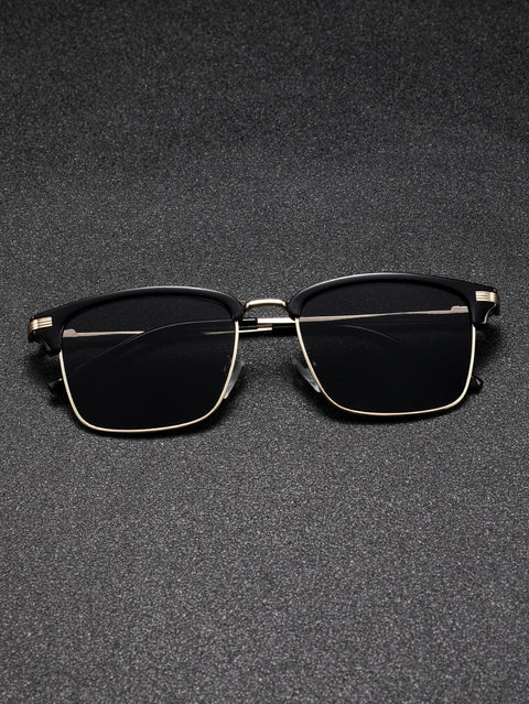 1pair Men Minimalist Sunglasses Beach Black Shades Make a Bold Statement With These Men's Punk Metal Glasses