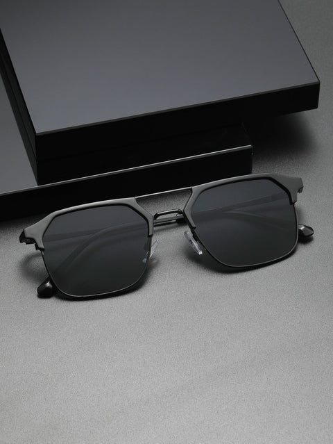 1pc Square Metallic Decor Fashionable Aviator Sunglasses