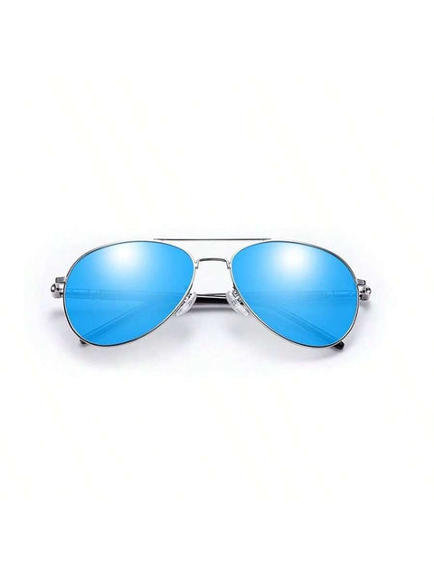 Classic Unisex Aviator Style Polarized Sunglasses With Ice Blue Mirrored Lenses.luxury Designer Brand Sunglasses Ideal For Fashionable Drivers, Pilots And Astronauts. Made With Retro Metallic Frame And Anti-glare Uv400 Lenses. Features Adjustable Spring H