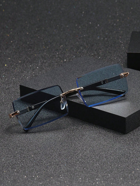 1pair Men Square Frame Fashion Glasses Travel Accessories