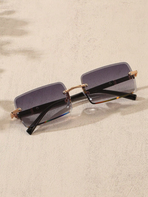 1pair Men Square Frame Fashion Glasses Travel Accessories