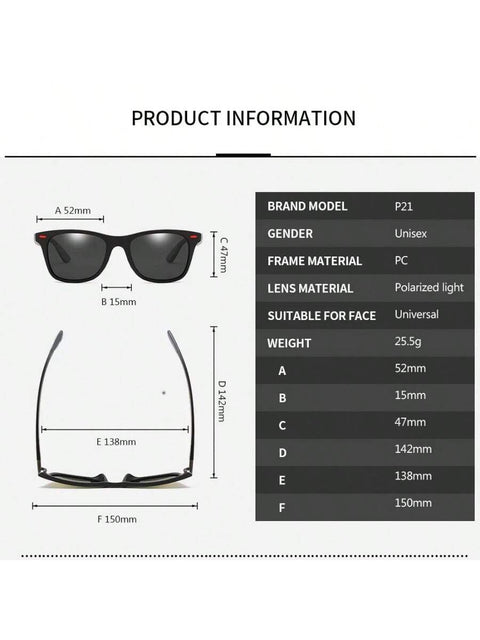 1 Pc Polarized Men  Sunglasses Fashion Brand Designer  Driving Square Frame Sun Glasses Male  Shades Coating Mirror Female