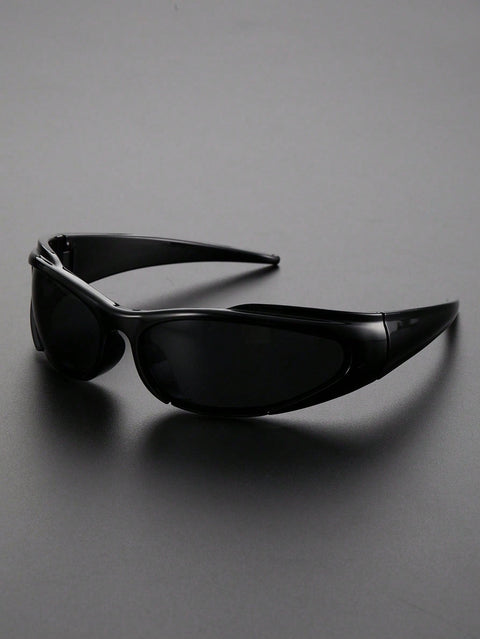 1pc Men Black Sports Around Geometric Frame Fashion Sunglasses For Camping Cycling Fishing Classic Clothing Accessories