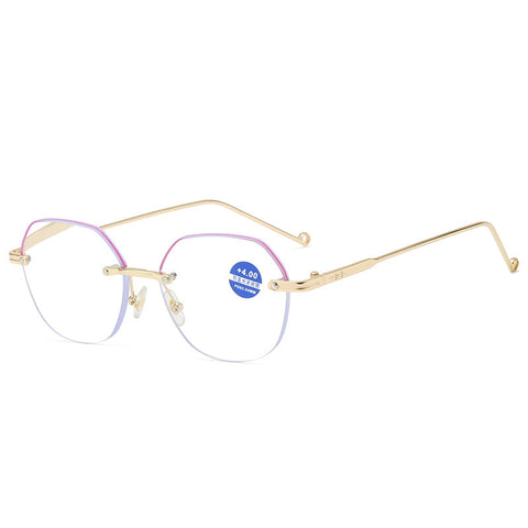 WOMEN'S FASHION DIAMOND CUTTING EDGE FRAMELESS ANTI-BLUE LIGHT READING GLASSES