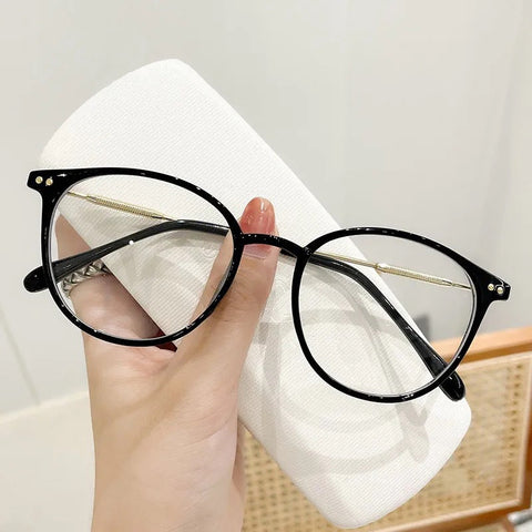 WOMEN'S FASHION ROUND LARGE FRAME ANTI-BLUE LIGHT READING GLASSES