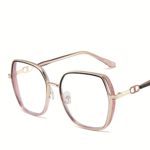 WOMEN'S FASHION LARGE FRAME GLITTER ANTI-BLUE LIGHT GLASSES