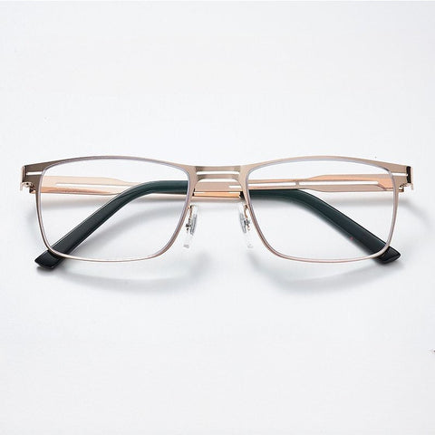 MEN'S METAL SQUARE MULTIFOCAL ANTI-BLUE LIGHT READING GLASSES