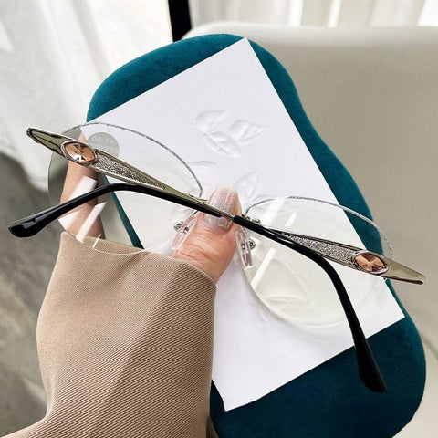 WOMEN'S FASHION RIMLESS DIAMOND CUT EDGE ANTI-BLUE LIGHT READING GLASSES