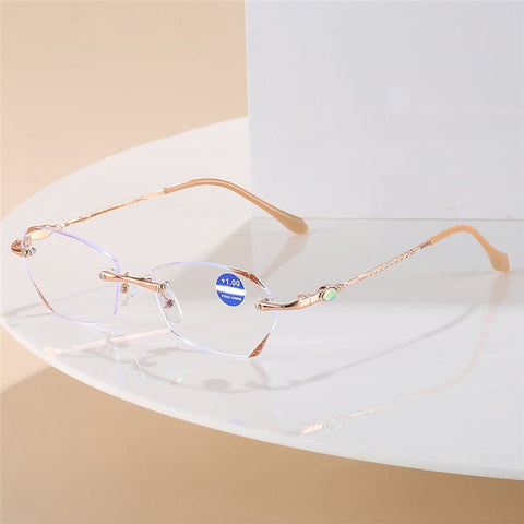 WOMEN'S FRAMELESS ANTI-BLUE LIGHT HIGH-DEFINITION DIAMOND READING GLASSES