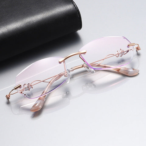 WOMEN'S RIMLESS CUT RIM DIAMOND ANTI BLUE LIGHT GLASSES