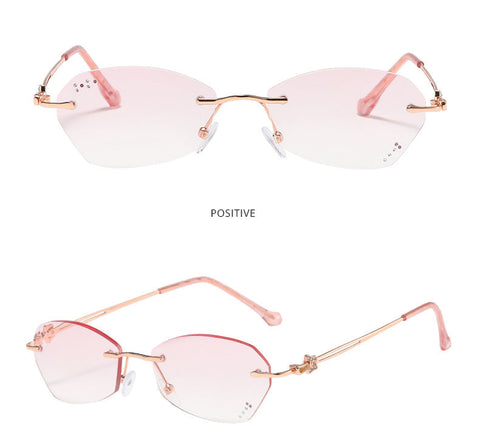 WOMEN'S DIAMOND CUT RIM RIMLESS ANTI-BLUE LIGHT GLASSES