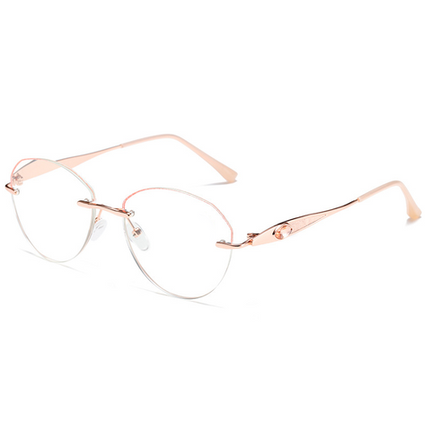 WOMEN'S FASHION RIMLESS DIAMOND CUT EDGE ANTI-BLUE LIGHT READING GLASSES