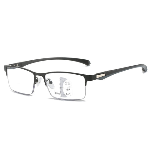 TITANIUM MULTI-FOCUS READING GLASSES PROGRESSIVE DOUBLE LIGHT ANTI-BLUE LIGHT