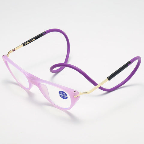 CAT-EYE HALTER NECK SILICONE SOFT CORD ANTI-BLUE LIGHT READING GLASSES