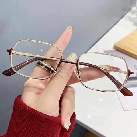 WOMEN'S FASHIONABLE METAL FRAME HD ANTI-BLUE LIGHT READING GLASSES