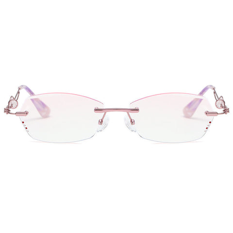 WOMEN'S RIMLESS CUT RIM DIAMOND ANTI BLUE LIGHT GLASSES