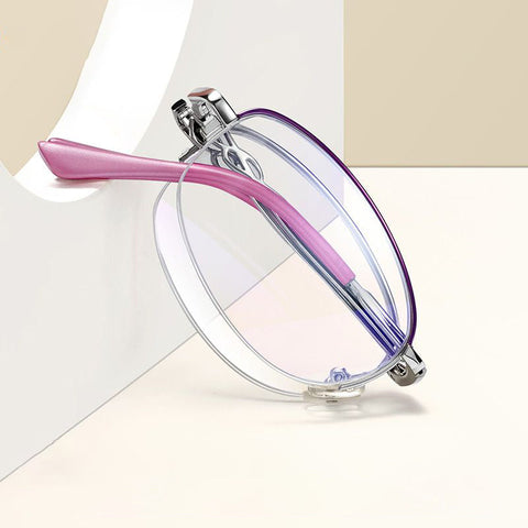 WOMEN'S HD HALF-FRAME FOLDING ANTI-BLUE LIGHT READING GLASSES