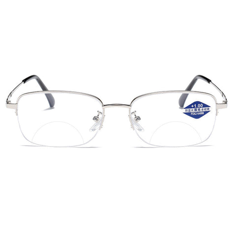 MEN'S METAL HALF-FRAME BIFOCAL READING GLASSES