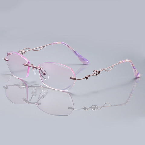 WOMEN'S RIMLESS CUT RIM DIAMOND ANTI BLUE LIGHT GLASSES