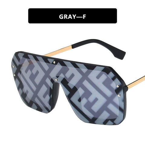 Futuristic Leopard FF Sunglasses Women Oversized Glasses