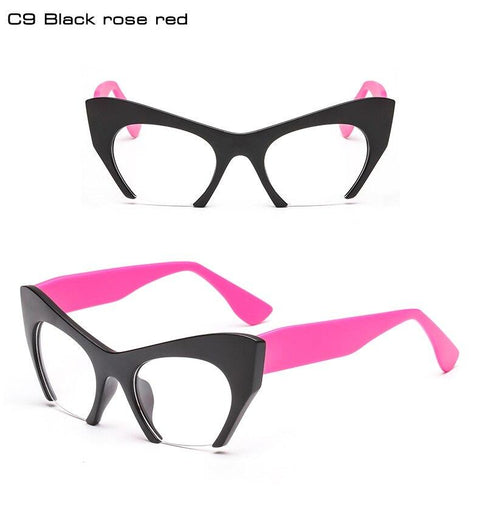 Fashion Retro Half frame Cat eye Women Glasses Frame Can Be Equipped with Myopia Prescription Lens Men Glasses Frame