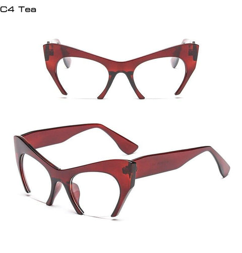 Fashion Retro Half frame Cat eye Women Glasses Frame Can Be Equipped with Myopia Prescription Lens Men Glasses Frame