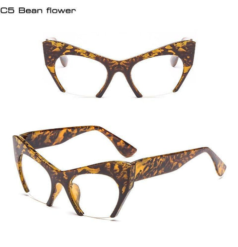 Fashion Retro Half frame Cat eye Women Glasses Frame Can Be Equipped with Myopia Prescription Lens Men Glasses Frame