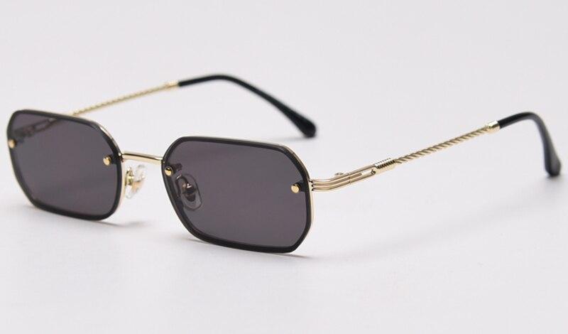 Metal Frame Rectangle Gold Aviator Sunglasses For Men And Women