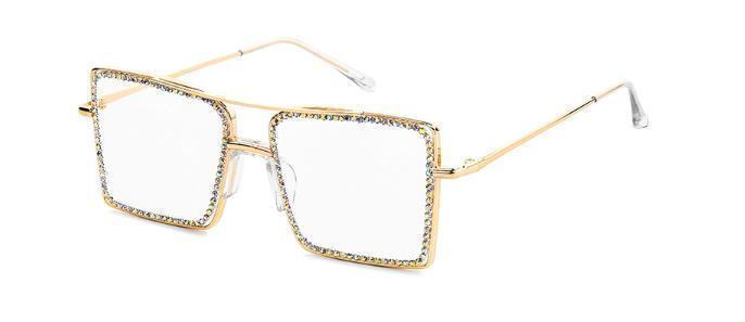 Oversize Square Anti Blue Light Glasses Punk Hollow Chain Arm