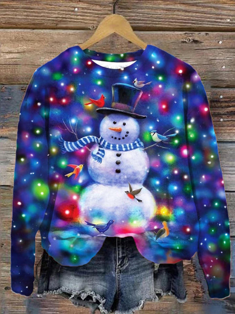 Rainbow Color Light Snowman Long Sleeve Top